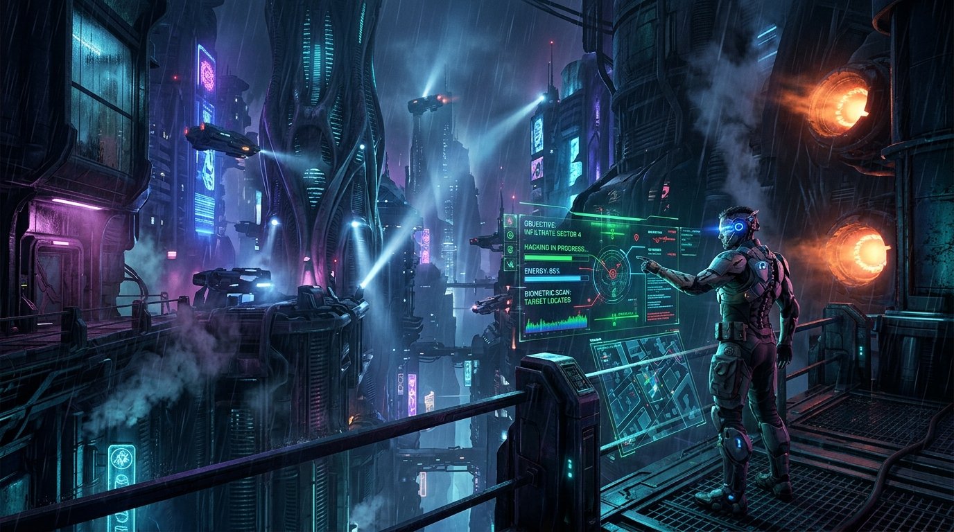 Apex Cyber Sci-Fi RPG game design and HUD